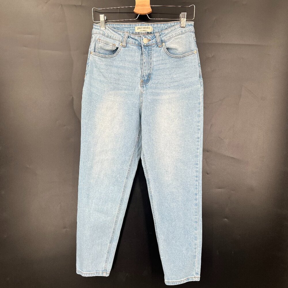 Great Smoky high rise waist tapered leg mom jeans light wash retro fit 9 28